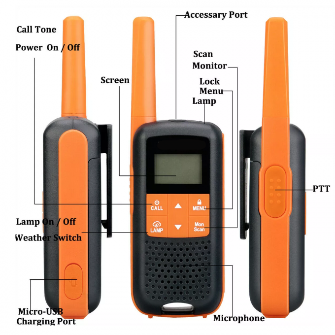 Handheld ABS 2W 467.7125MHz NOAA Real Walkie Talkie 0